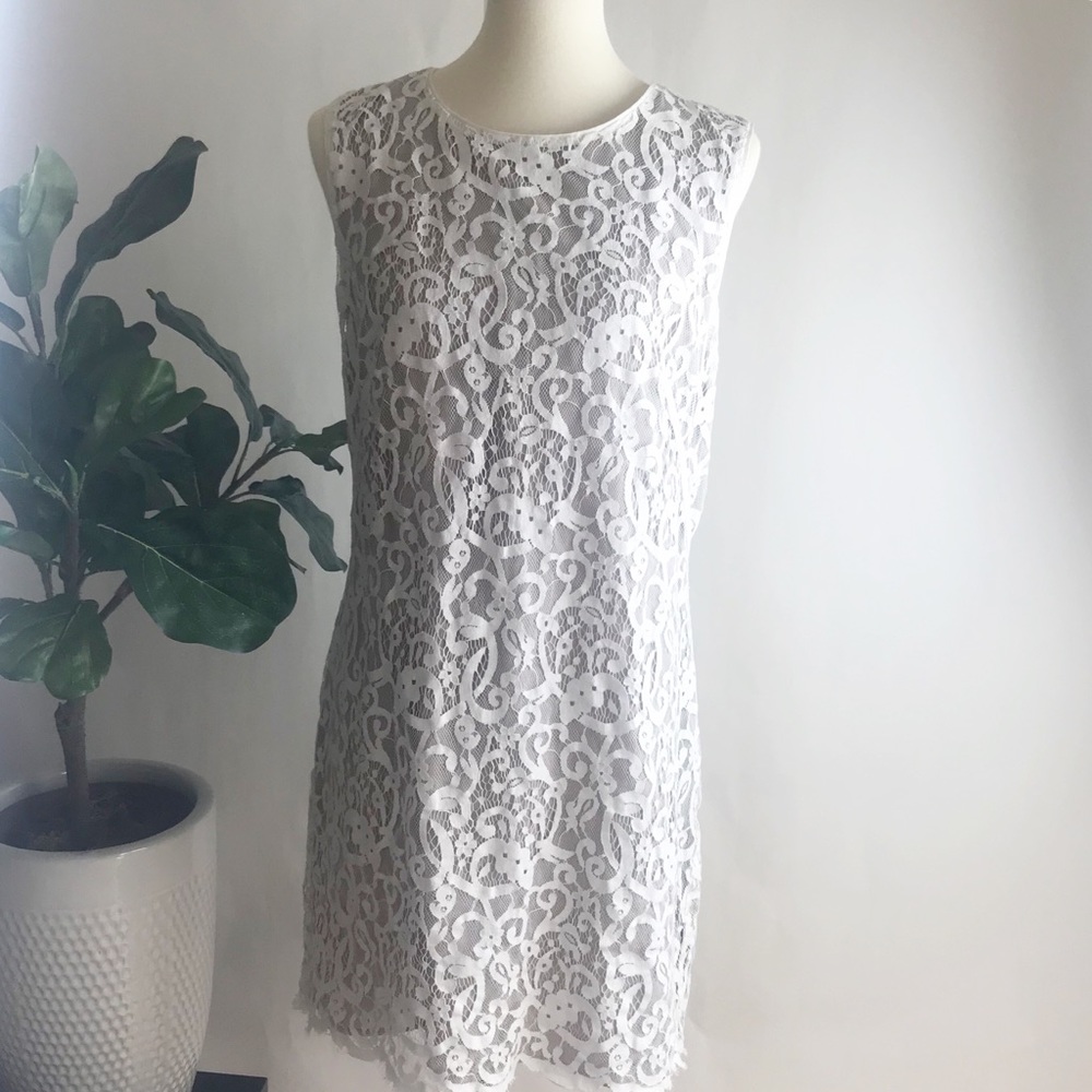 Loft | white lace overlay dress